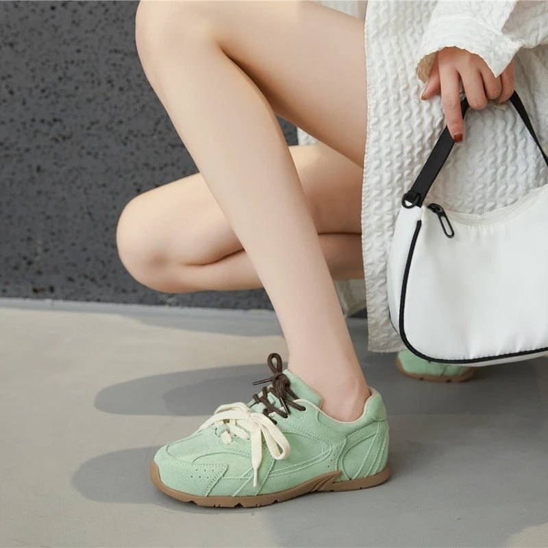 Women's Retro Genuine Leather Sneakers with Velvet Lining