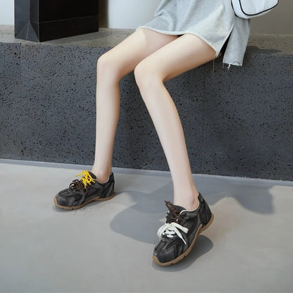 Women's Retro Genuine Leather Sneakers with Velvet Lining