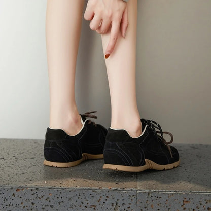 Women's Retro Genuine Leather Sneakers with Velvet Lining