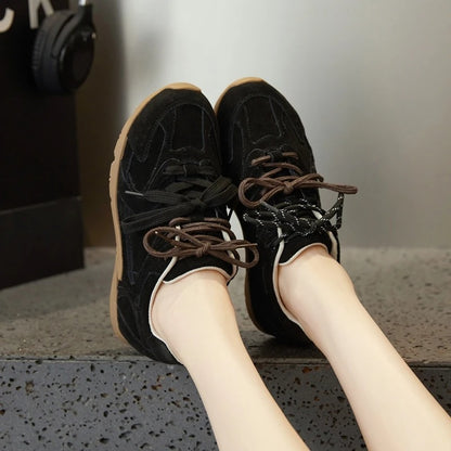 Women's Retro Genuine Leather Sneakers with Velvet Lining