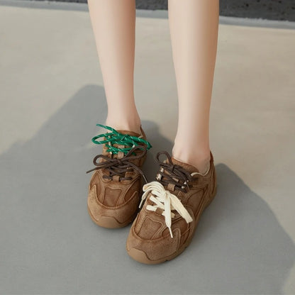 Women's Retro Genuine Leather Sneakers with Velvet Lining